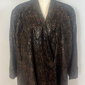 Liptons Vintage Leather Damask Bronze and Black Swing Coat